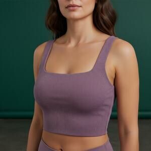 Express Body Contour purple ribbed Square Neck Cropped Tank women’s size small